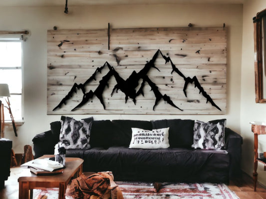 Mountain Serenity: Simple Mountains Outline Metal Sign - Embrace Nature's Tranquility