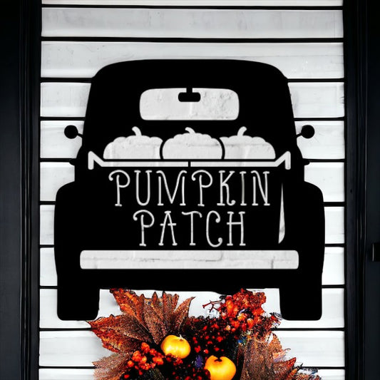 🚚🎃 Rustic Pumpkin Patch Truck Metal Sign - Harvest Time Charm for Your Home